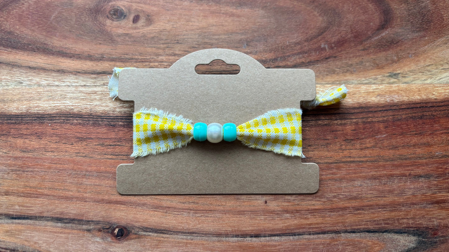 Yellow Gingham Beaded Friendship Bracelet