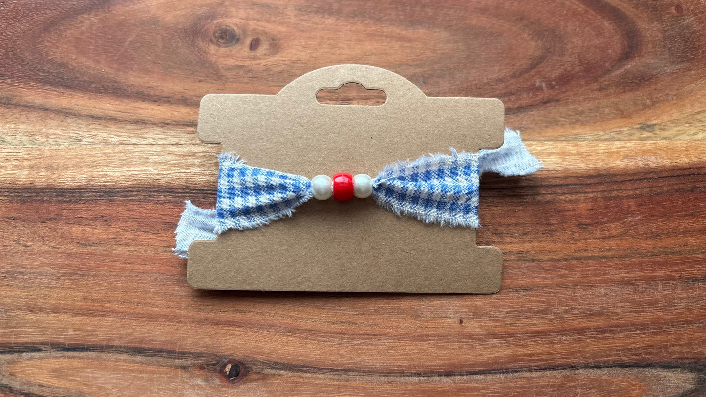 Blue Gingham Beaded Friendship Bracelet