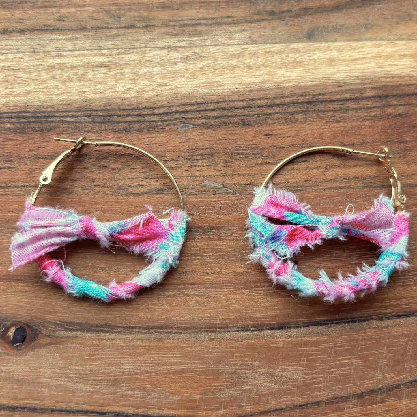 Gold Tie Dye Knot Large Hoop