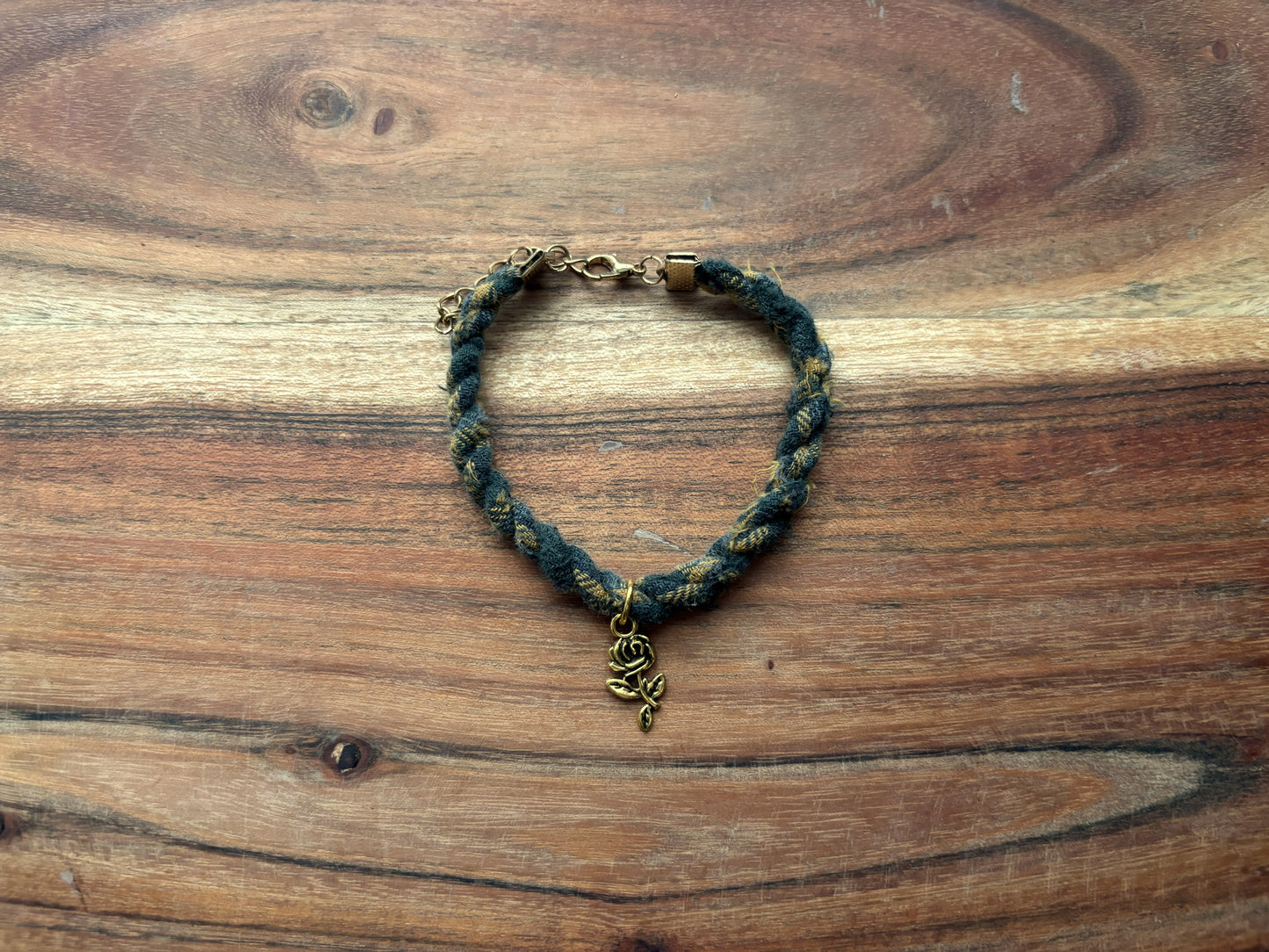 Gold Rose Stem Twist Bracelet