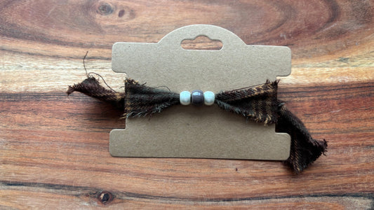 Brown Plaid Beaded Friendship Bracelet
