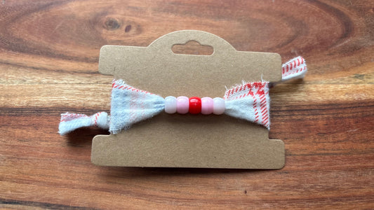 Blue and Red Plaid Beaded Friendship Bracelet