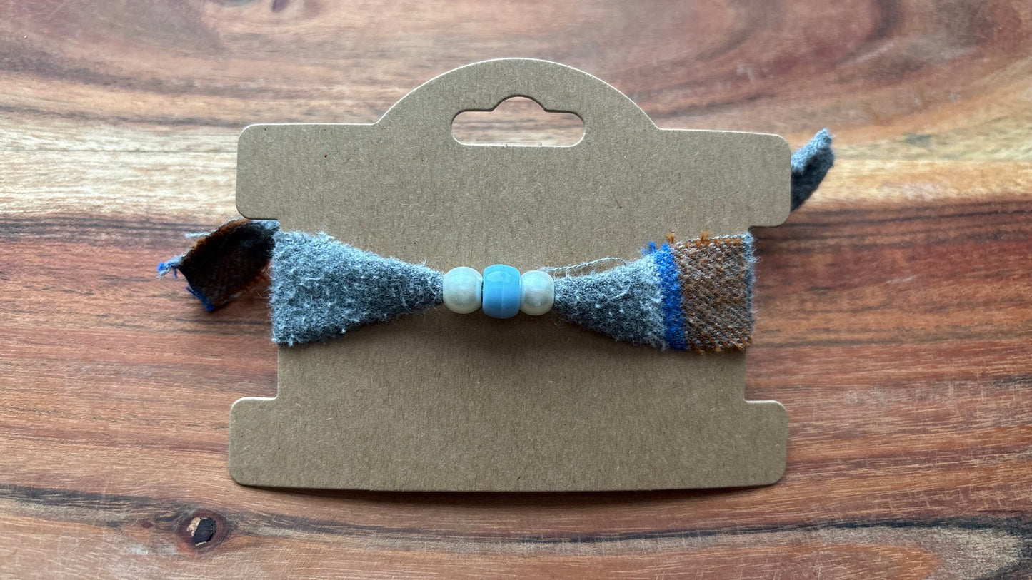 Grey Flannel Beaded Friendship Bracelet