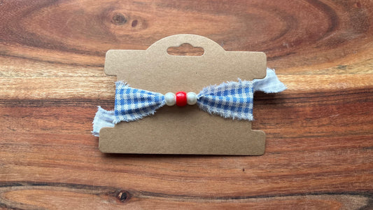 Blue Gingham Beaded Friendship Bracelet