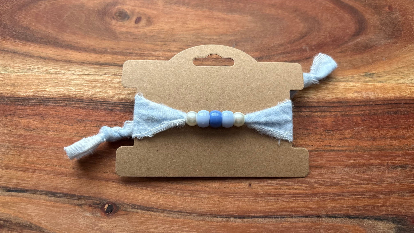 Blue Flannel Beaded Friendship Bracelet