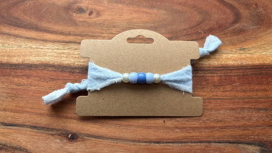 Blue Flannel Beaded Friendship Bracelet