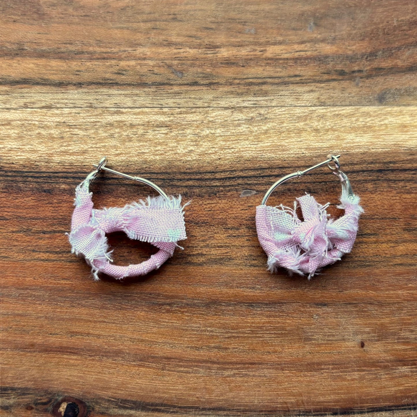 Silver Pink Knot Small Hoop