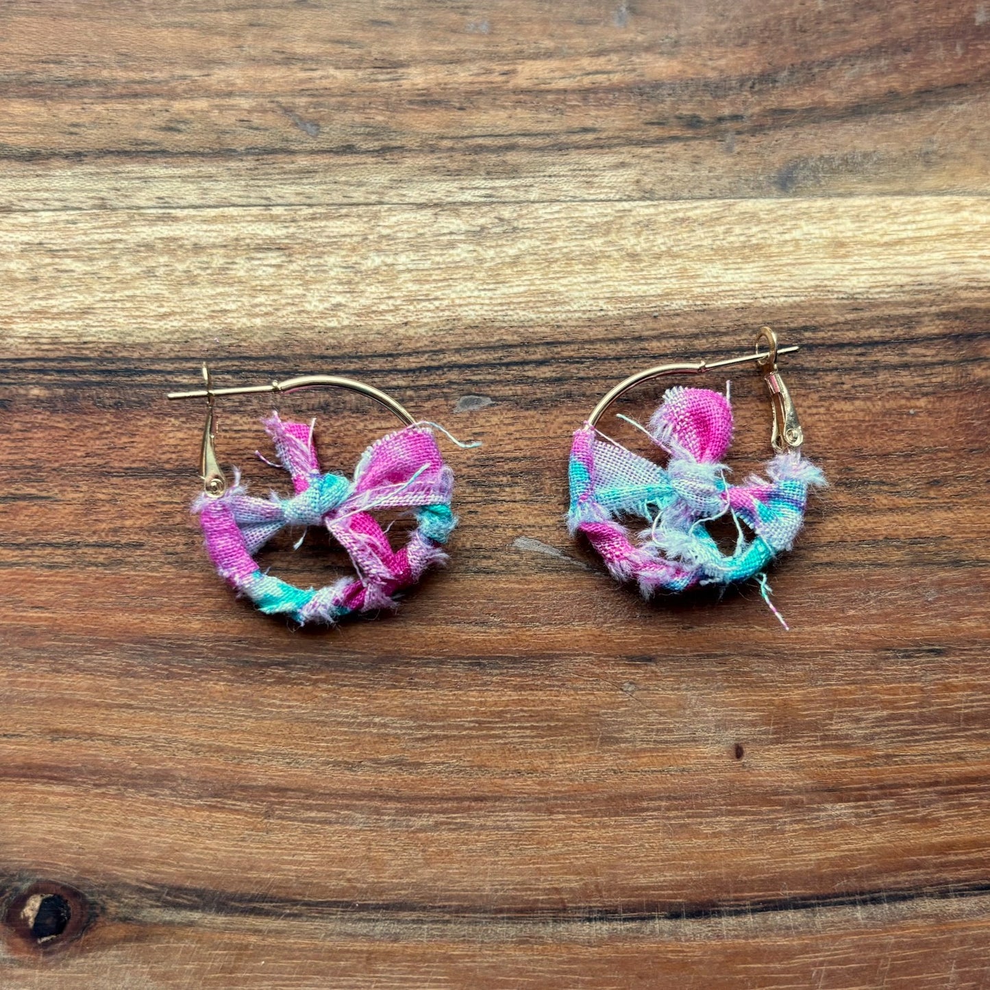 Gold Tie Dye Knot Small Hoop