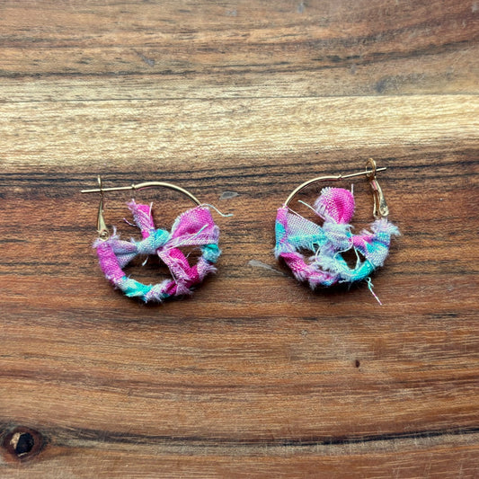 Gold Tie Dye Knot Small Hoop