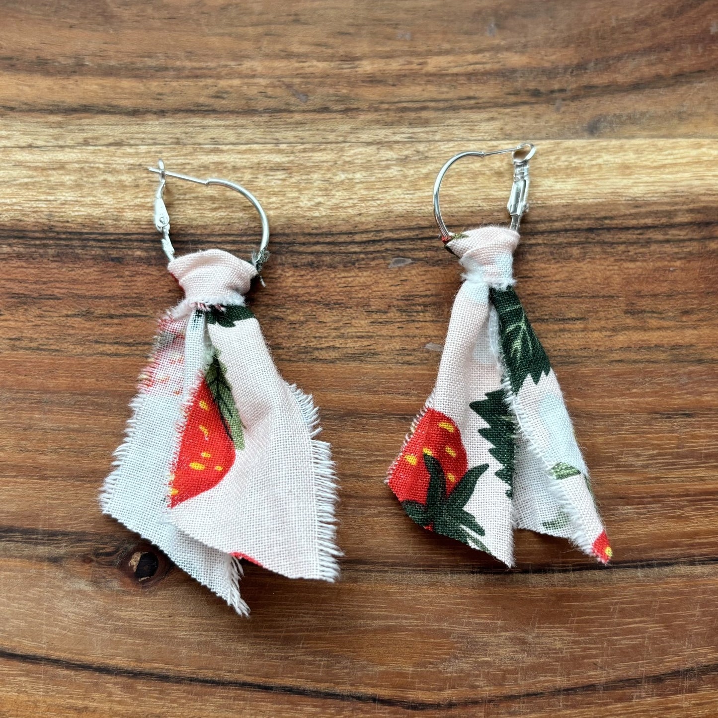 Silver Strawberry Tassel Earrings