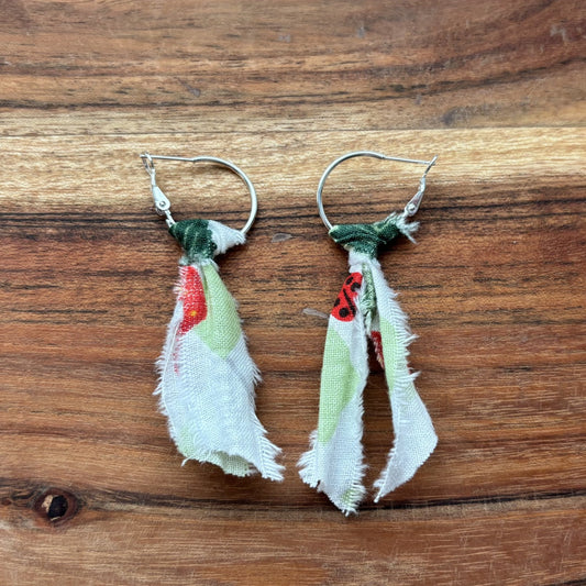 Silver Green Tassel Earrings