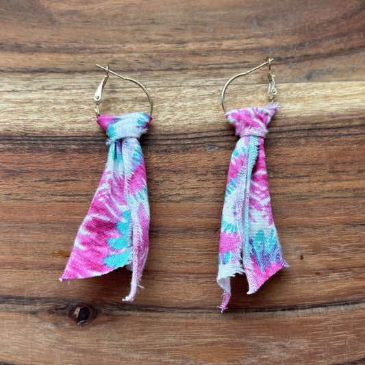 Gold Tie Dye Tassel Earrings
