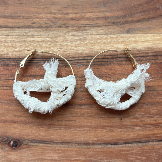 Gold Lace Knot Large Hoop