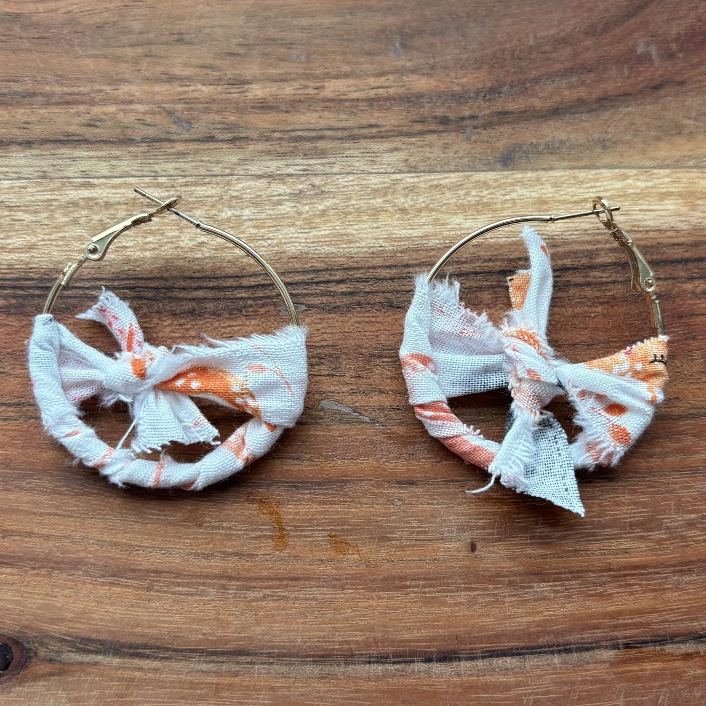 Gold Orange Knot Large Hoop