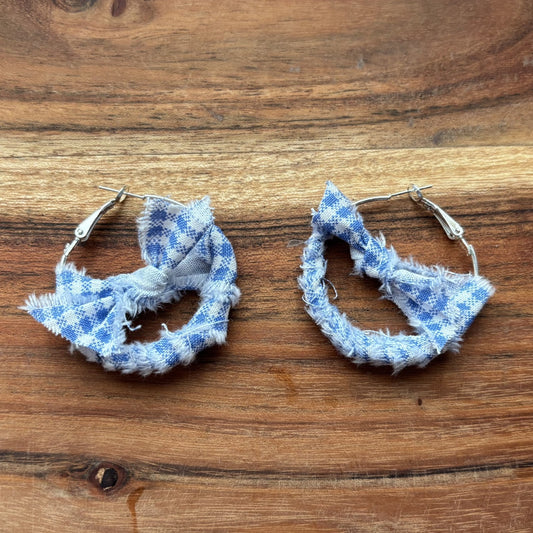Silver Blue Knot Large Hoop