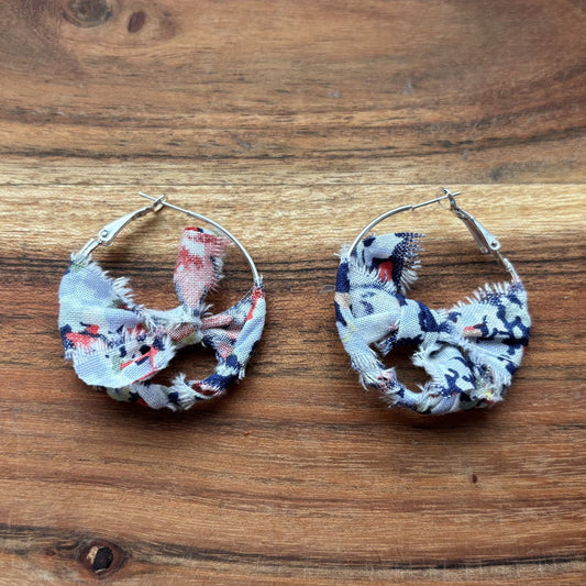 Silver Floral Knot Large Hoop