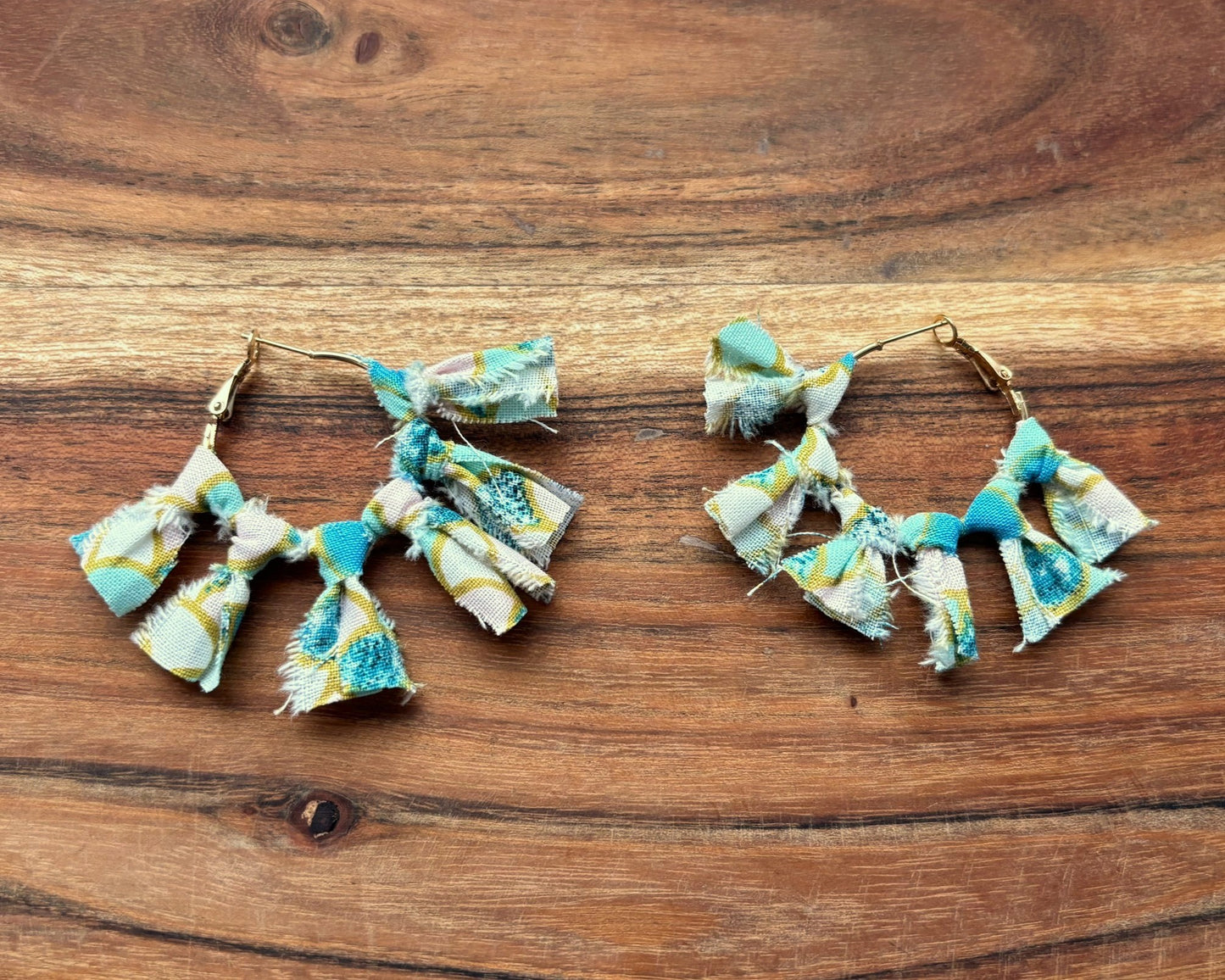 Gold Teal Sunburst Earrings