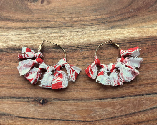 Gold Red Sunburst Earrings